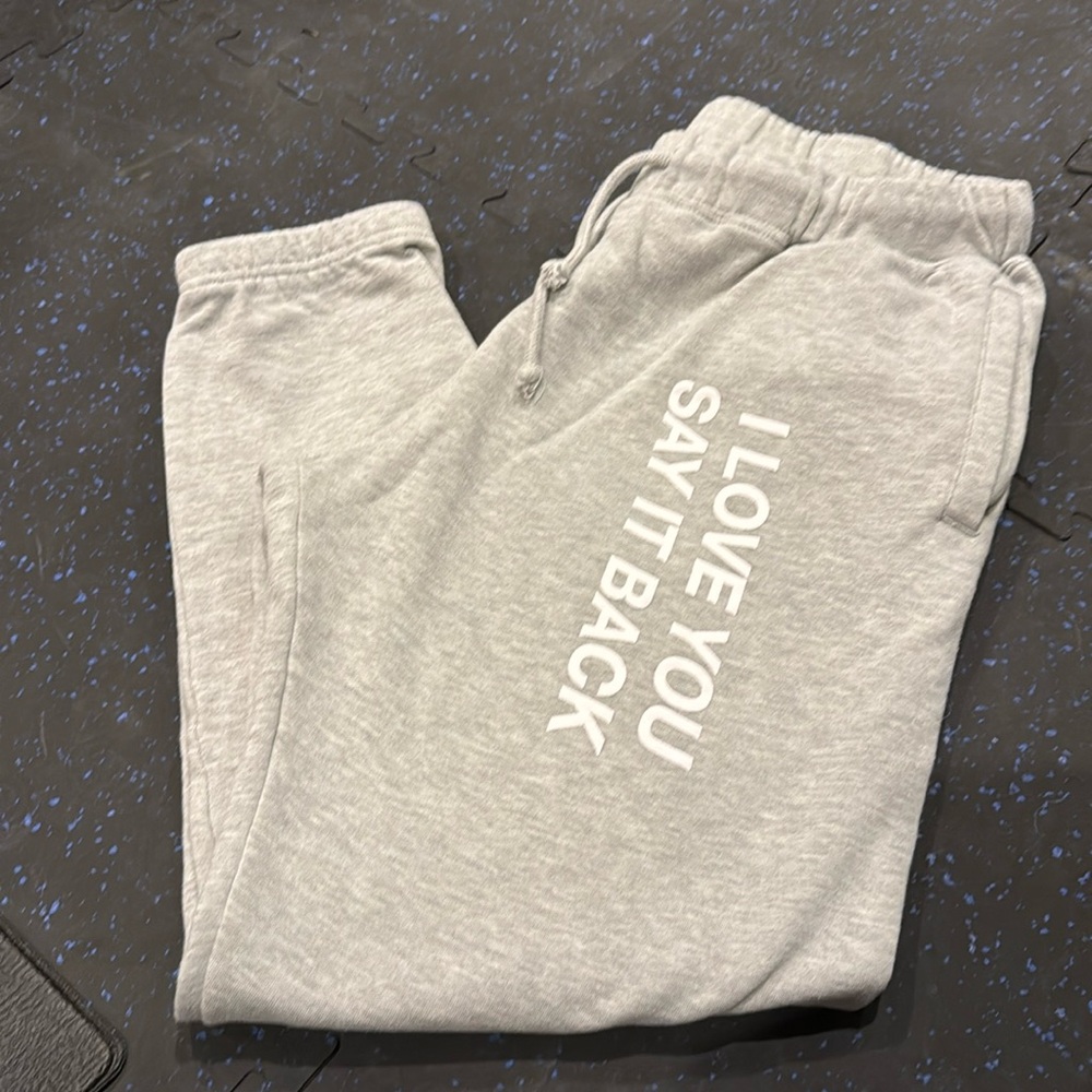 Lonely Ghost "I love you say it back" sweatpants in grey XL
